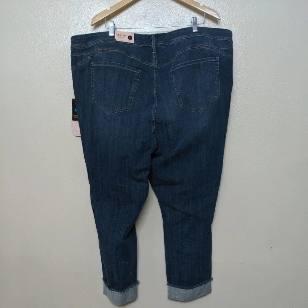 NYDJ Plus Size 26 Cropped Skinny Curves 360 Raw Cuff Jackson Ankle Capri Jeans